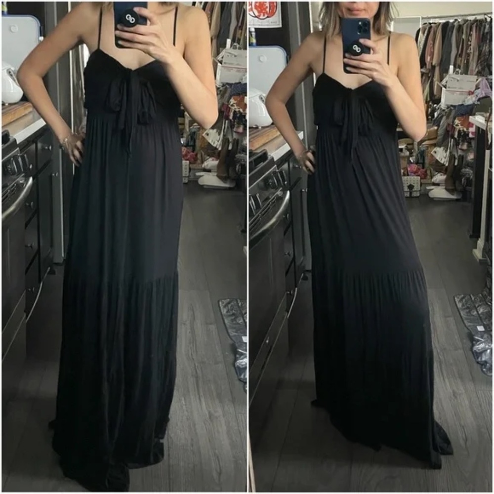 Boho Front Tie Ruffle Tiered Cami Maxi Dress - Picture 9 of 9
